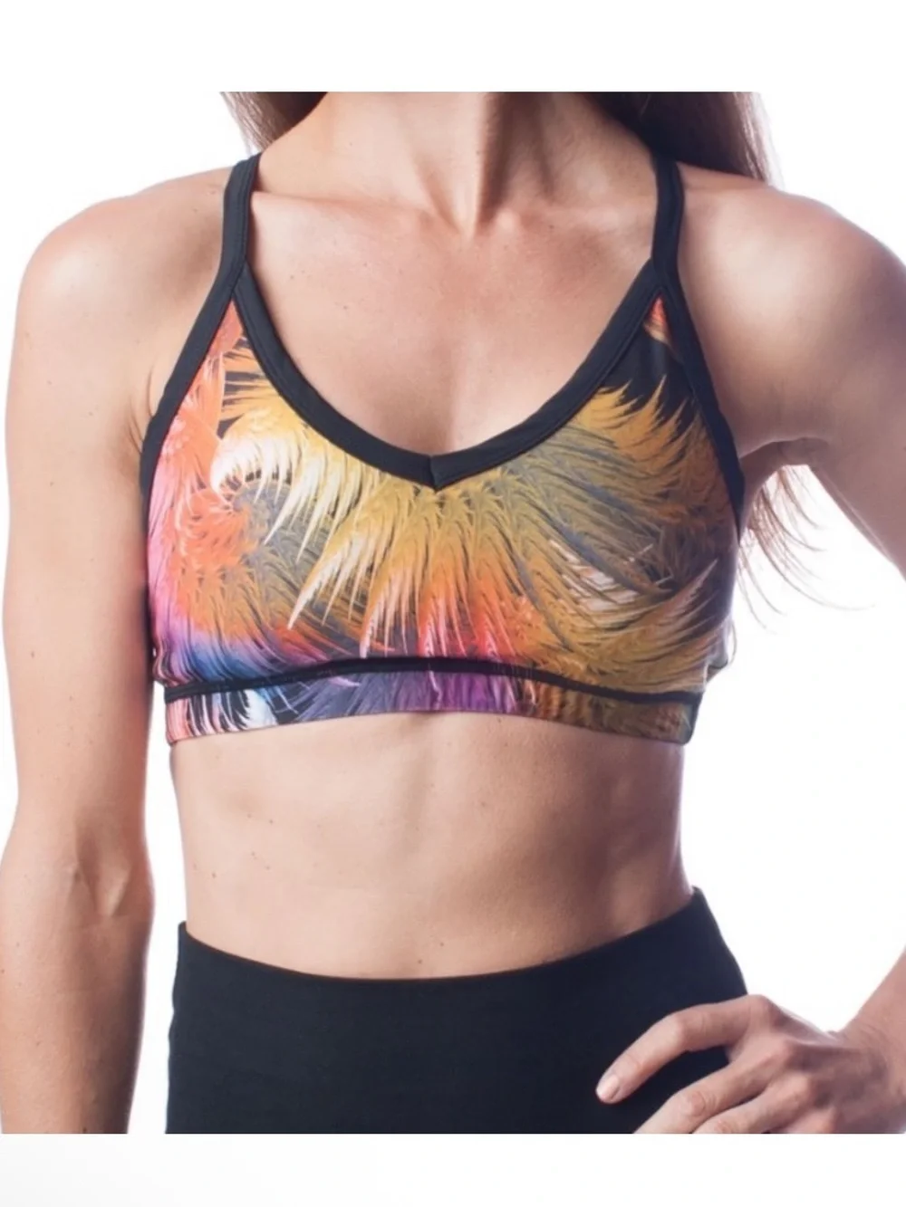Emily Hsu Designs Firebird Sports Bra Cross Back Yoga Gym Workout Size Small